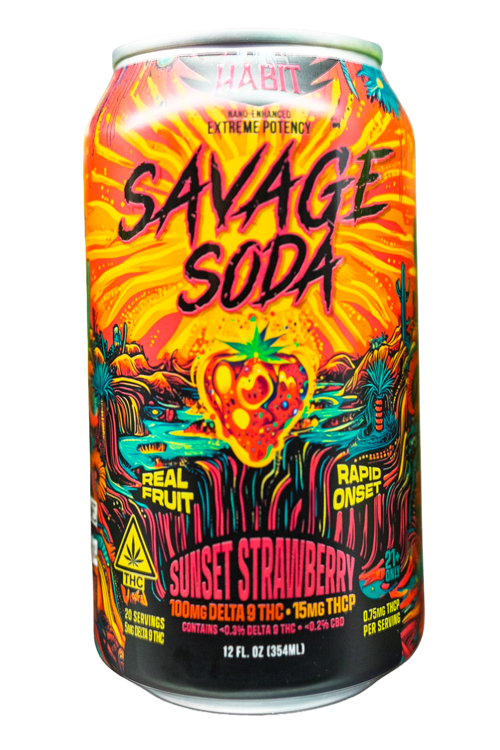 Habit Savage Soda Sunset Strawberry – 100mg Delta 9 + 15mg THCP