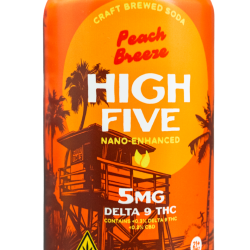High Five Peach Breeze THC Soda – 5mg Delta 9