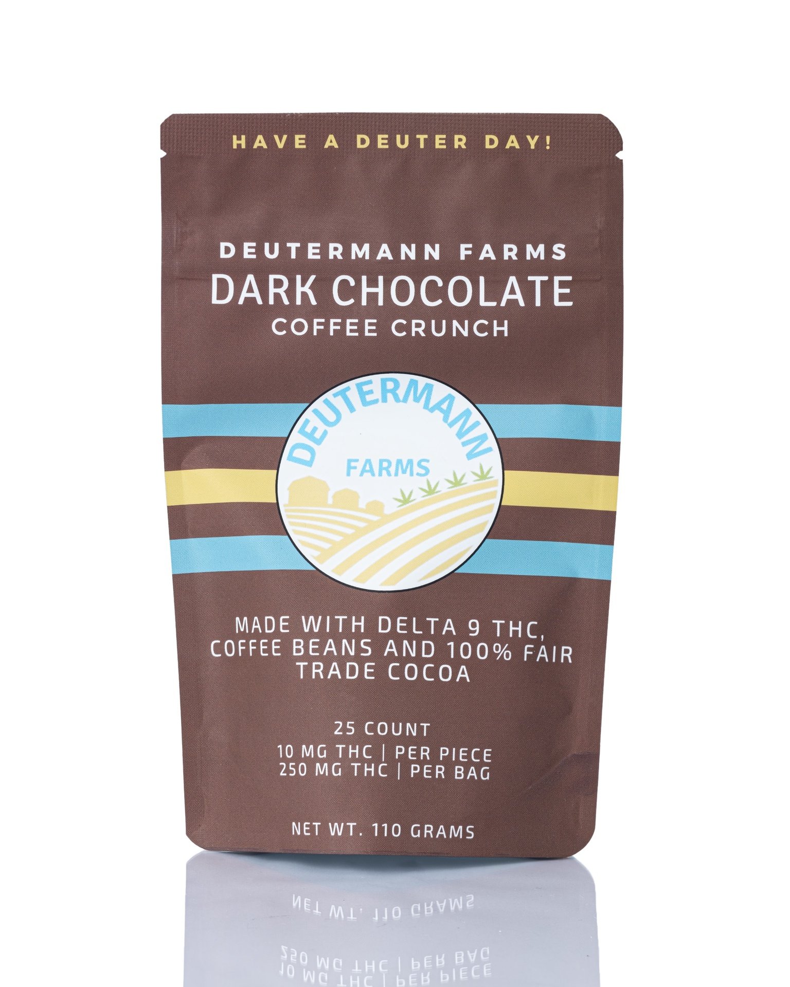 Deutermann Farms dark chocolate coffee crunch with 10mg Delta-9 THC per piece