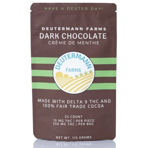 Deutermann Farms dark chocolate creme de menthe with 10mg Delta-9 THC per piece
