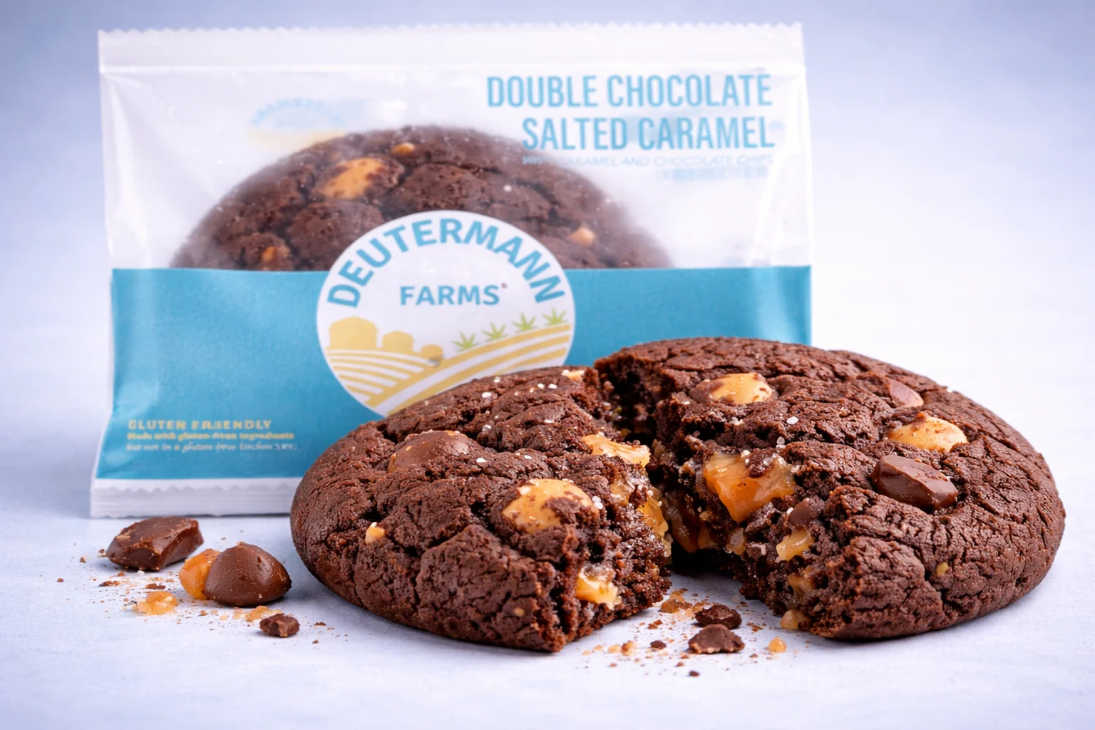 Deutermann Farms double chocolate salted caramel Delta-9 THC cookie